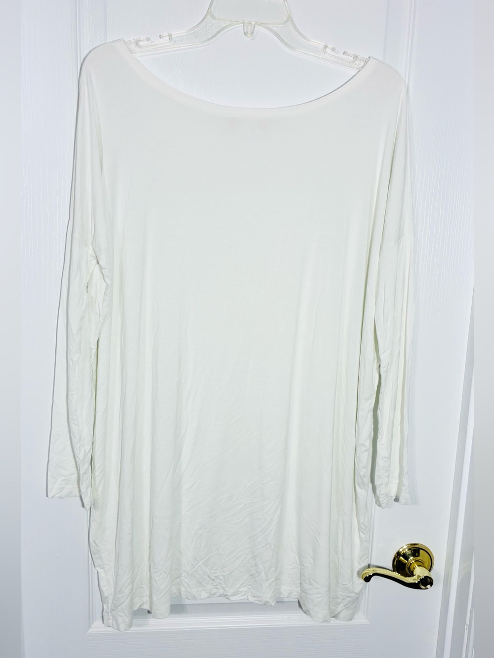 Oversized Soft Knit Dolman Sleeve Tunic Top White One Size